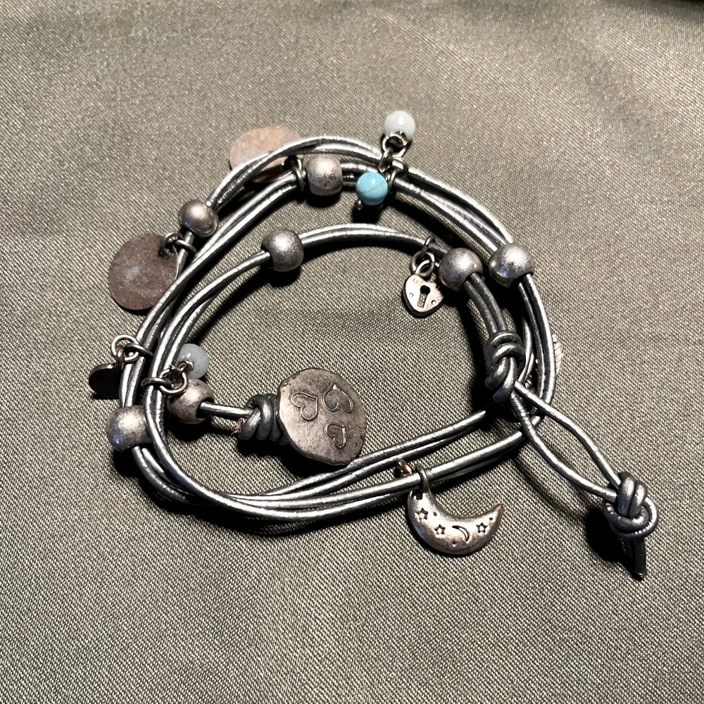 Silver cord wrap bracelet